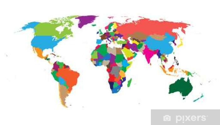 700x400 Blank Colorful Political World Map Isolated On White Background