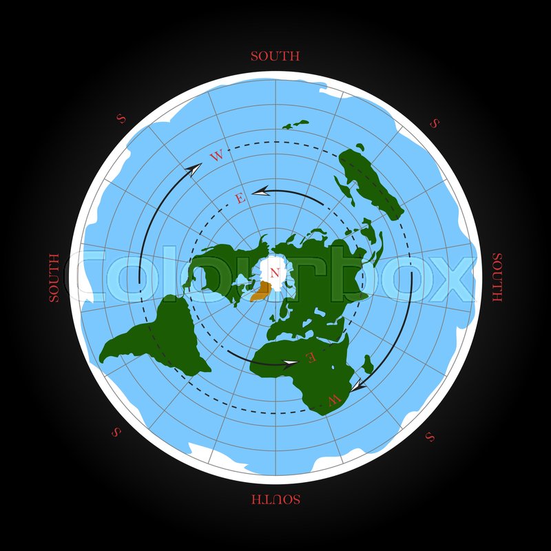 800x800 Cardinal Direction On Flat Earth Map Stock Vector Colourbox