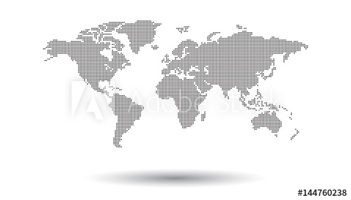 500x286 Dotted Black World Map On White Background World Map Vector