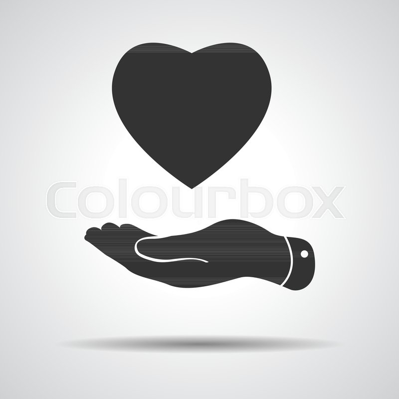 800x800 Flat Hand Showing Heart Icon, Vector Stock Vector Colourbox