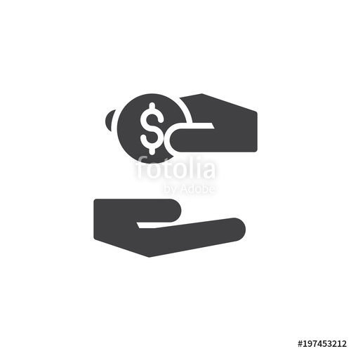 500x500 Hand Gives Money To Another Hand Vector Icon Filled Flat Sign