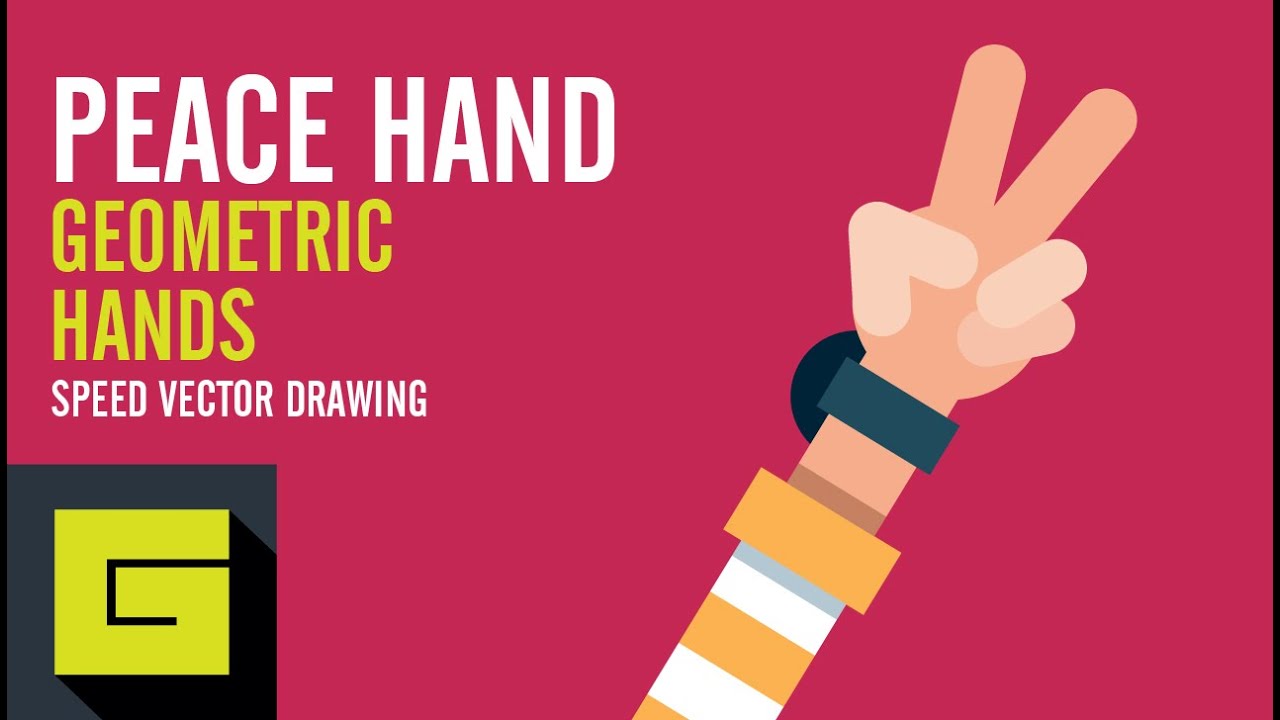 1280x720 Speed Drawing, How To Draw Flat Hand, Peace Hand, Adobe