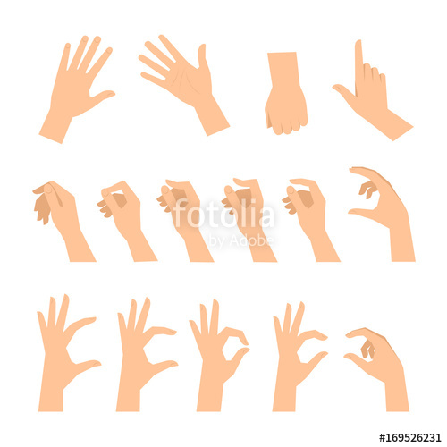 500x500 Various Gestures Of Human Hands Isolated On A White Background