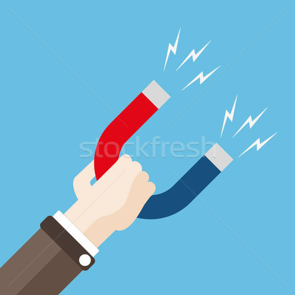 600x600 Flat Hand Magnet Vector Illustration