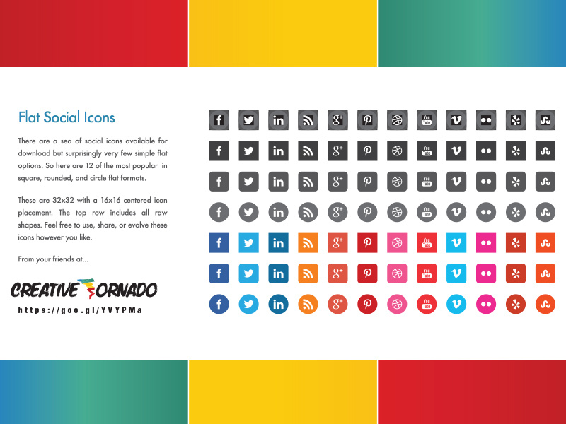 800x600 Download Free Flat Social Icons