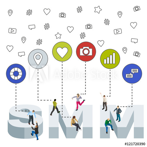 500x500 Social Media Web Banner Social Media Marketing Isometric