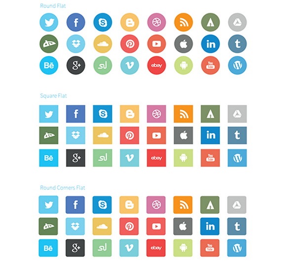 590x530 Flat Social Network Icons Images