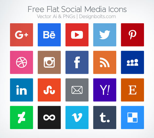 600x540 Free Vector Flat Social Media Icons + Pngs