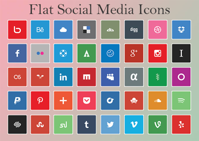 680x482 Flat Social Media Icons