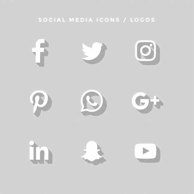 626x626 Flat Social Media Icons With Shadows Vector Free Download