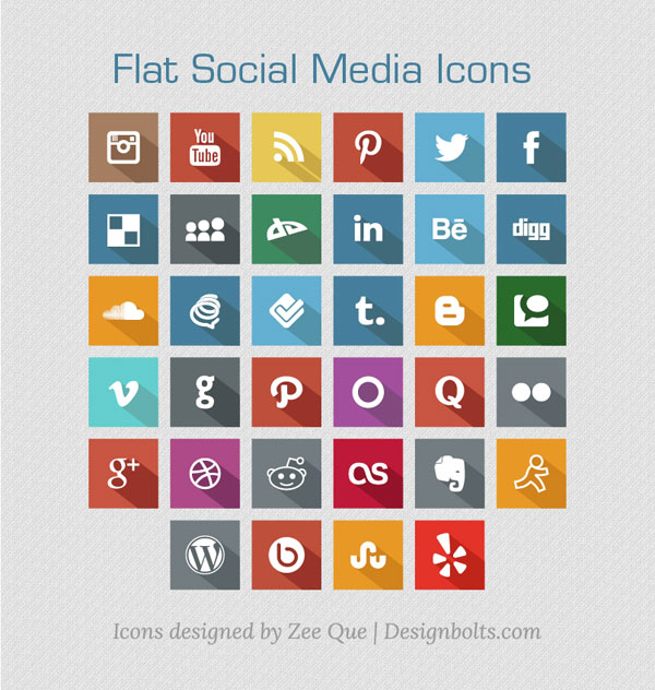 600x632 New Flat Free Social Media Icons