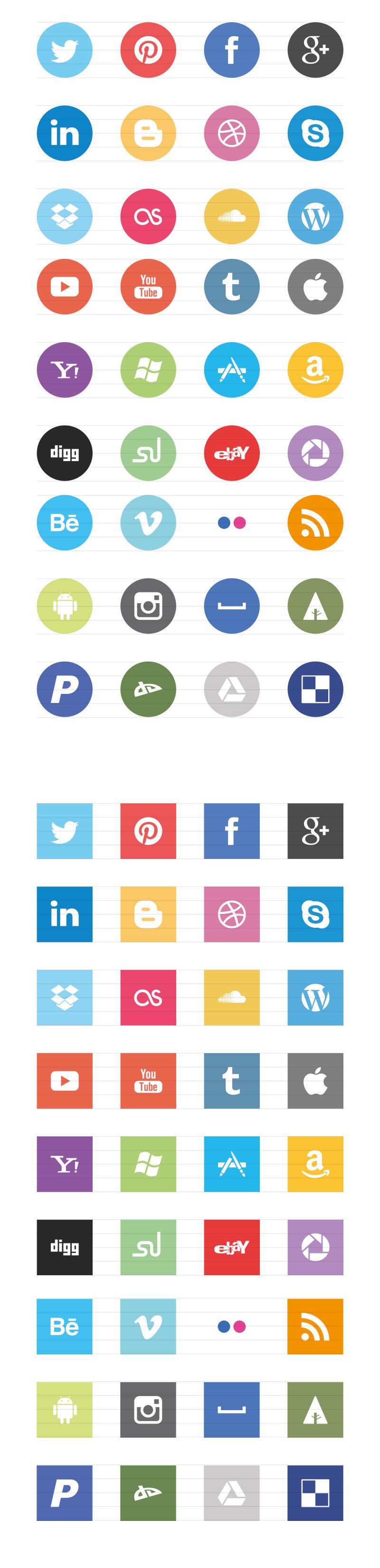 800x3299 Beautiful Free Flat Social Media Icons Sets