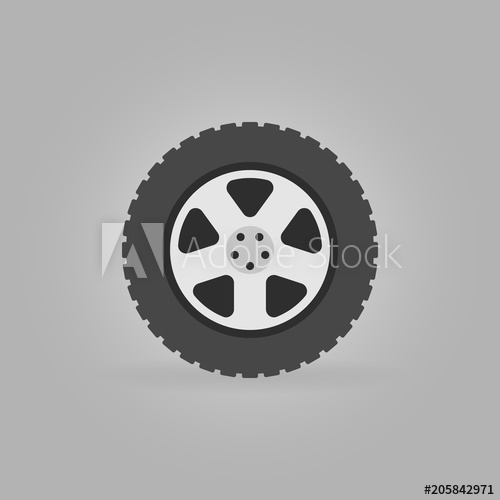 Flat Car Wheel Tire Vector Icon On Gray Background 500x500 Flat Car Wheel Tire Vector Icon On Gray Background