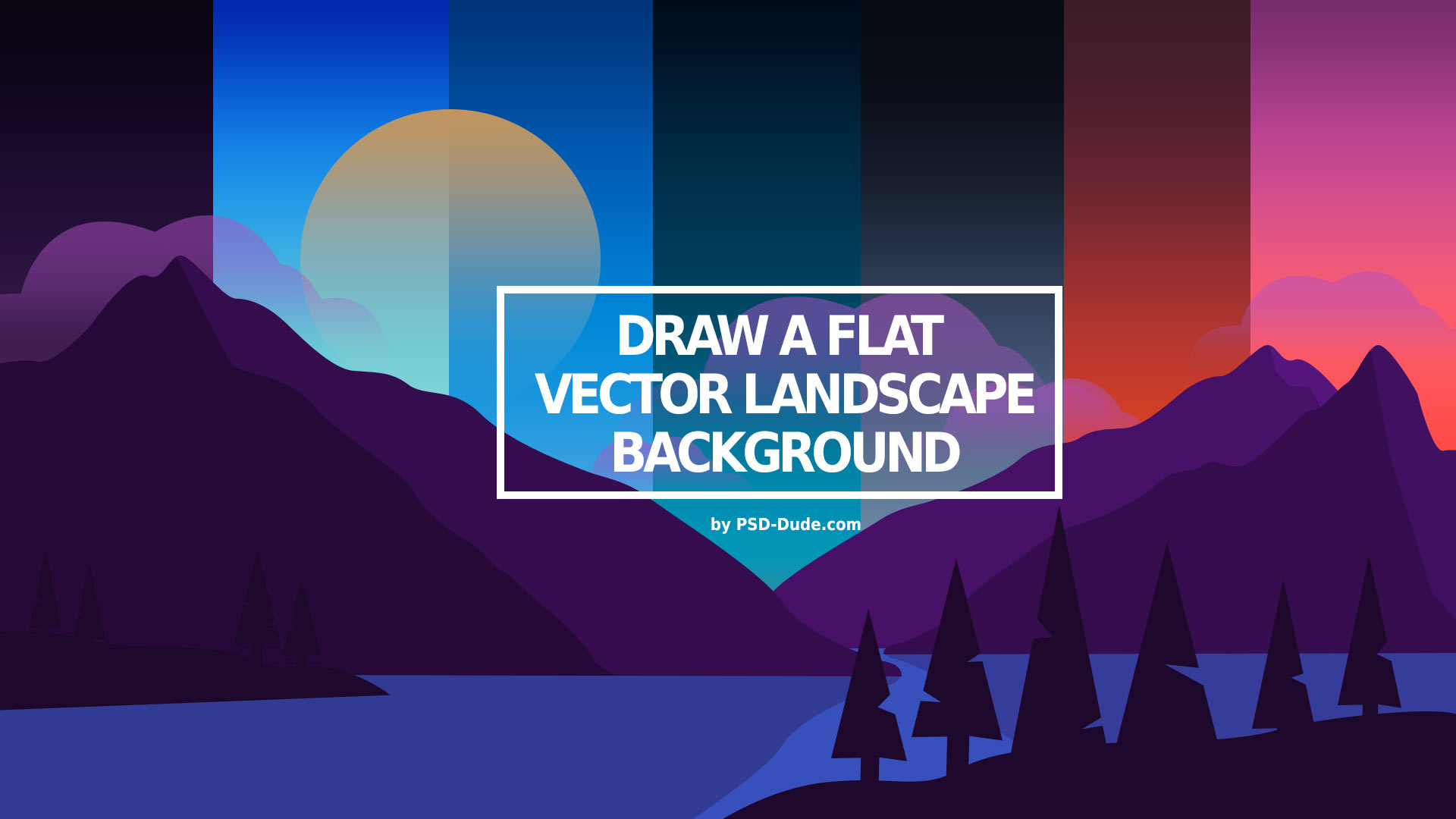 1920x1080 Draw A Flat Vector Landscape Background In Photoshop