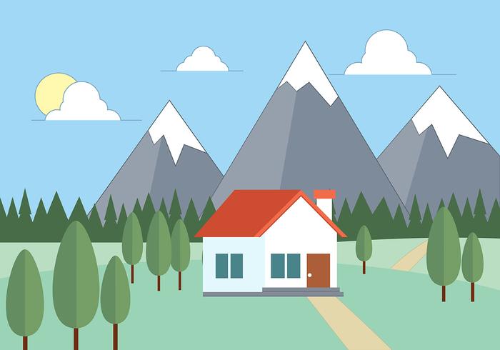 700x490 Free Flat Vector Landscape Illustration Stock Images