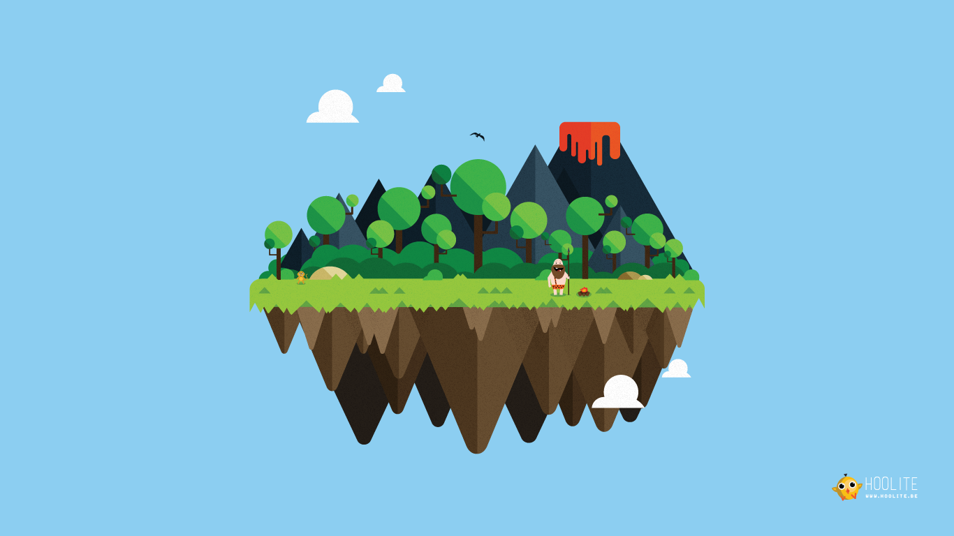 1366x768 Free Wallpaper Vector Island Caveman