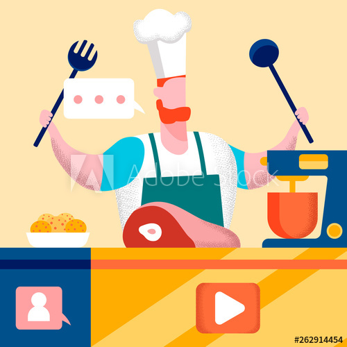 500x500 Home Restaurant Show Flat Vector Illustration