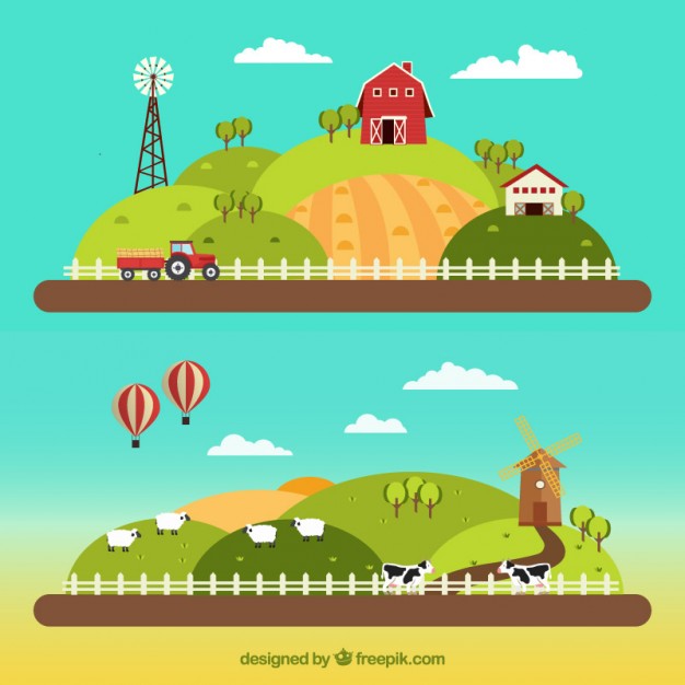 626x626 Farm Landscapes In Flat Design Vector Free Download
