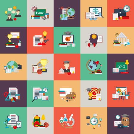 Flat Conceptual Icons Set Of Education Process, Online Learning, E 450x450 Flat Conceptual Icons Set Of Education Process, Online Learning, E