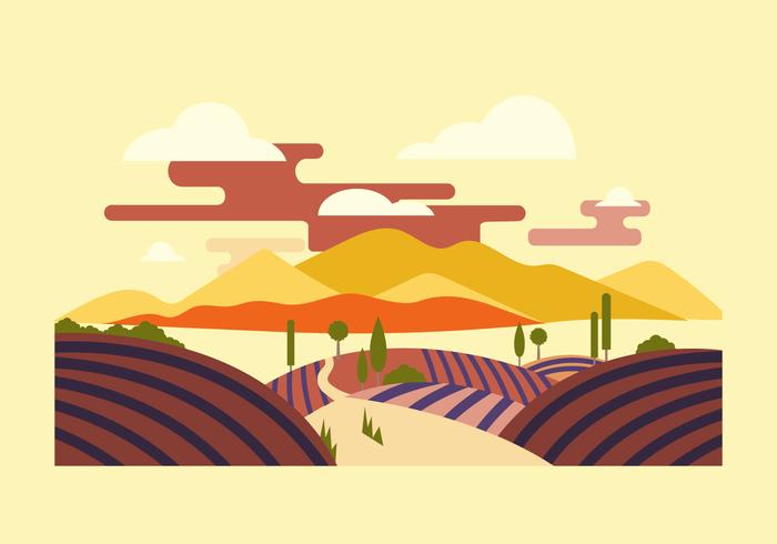 Vineyard Landscape Flat Vector 700x490 Vineyard Landscape Flat Vector