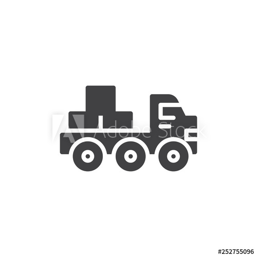 500x500 Flatbed Truck Vector Icon Filled Flat Sign For Mobile Concept