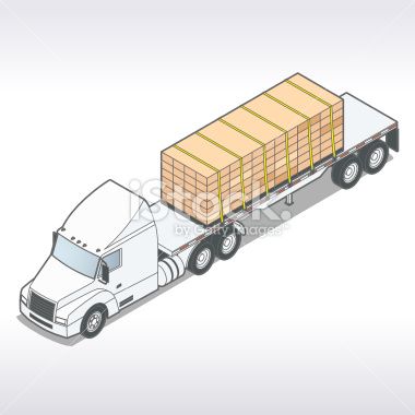 380x380 Large Flatbed Truck Illustration In Isometric View Isometric