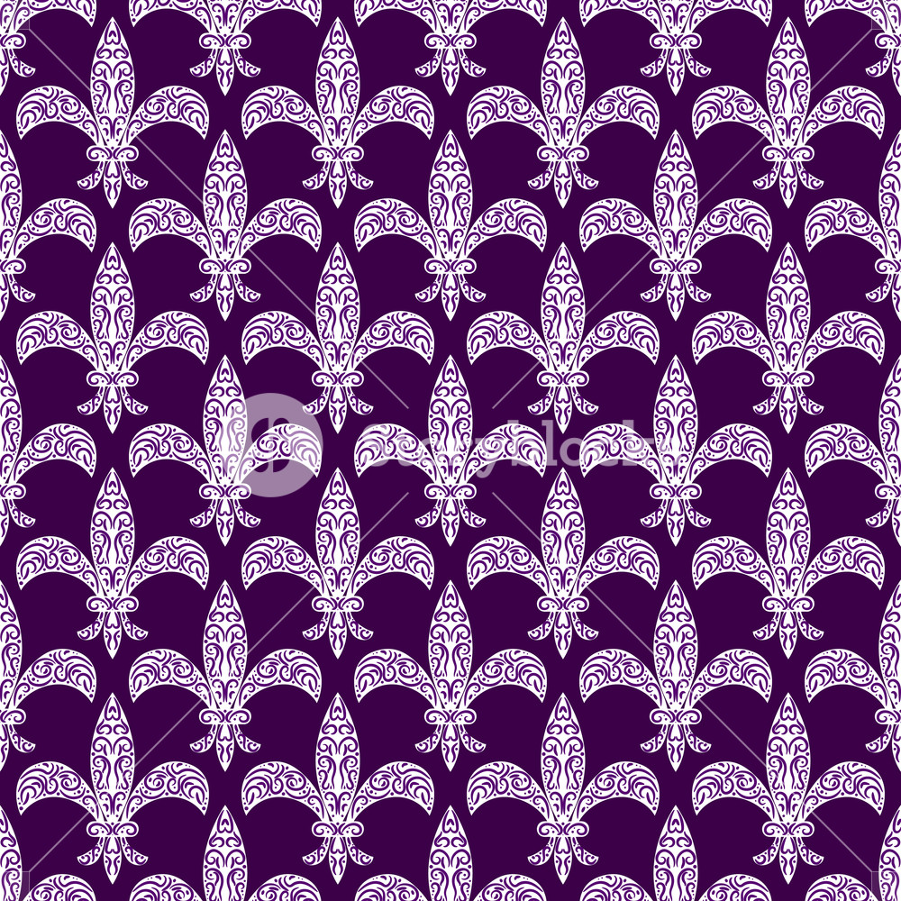 Mardi Gras Fleur De Lys Vector Decorated Seamless Pattern Violet 1000x1000 Mardi Gras Fleur De Lys Vector Decorated Seamless Pattern Violet