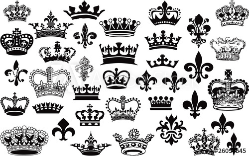 Crowns And Fleur De Lis Vector Set 500x314 Crowns And Fleur De Lis Vector Set