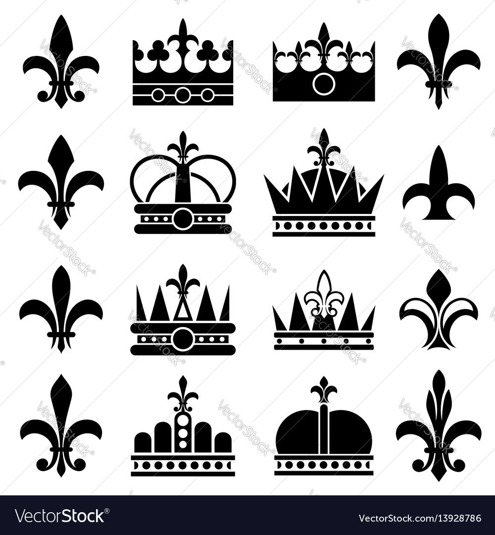 1000x1080 Crown And Fleur De Lis Lily Flowers Royal Vector Image Basics