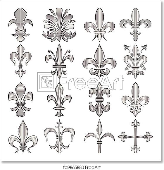 561x581 Free Art Print Of Fleur De Lis Set Vector Set Of Metal Fleur De