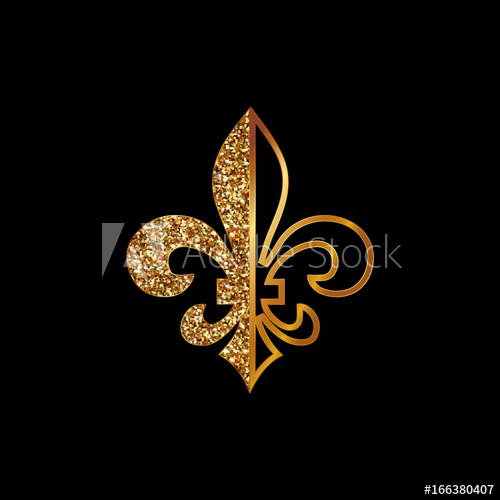 500x500 Fleur De Lis Symbols, Golden Glittering Silhouettes