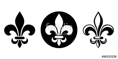 500x250 Fleur De Lis Set Of Black Silhouettes Of Lily Flowers Vector