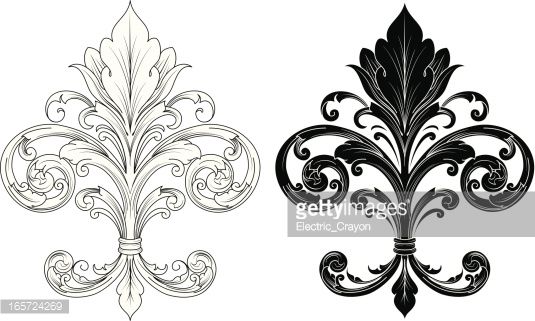 535x321 Hand Drawn Vector Illustration Of An Ornate Fleur De Lis In Black