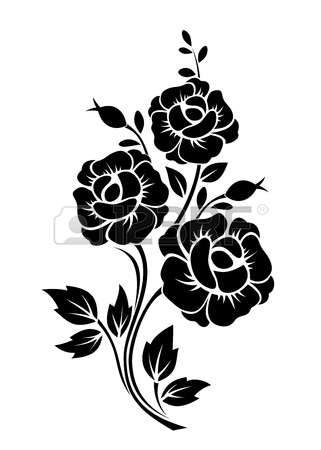 321x450 Stock Vector Motif Flower Silhouette, Black Silhouette, Vector