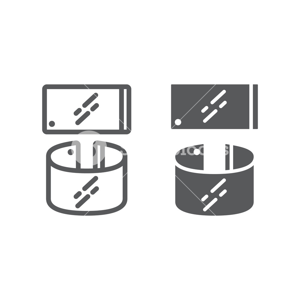 1000x1000 Flexible Smartphone Line And Glyph Icon, Gadget And Technology