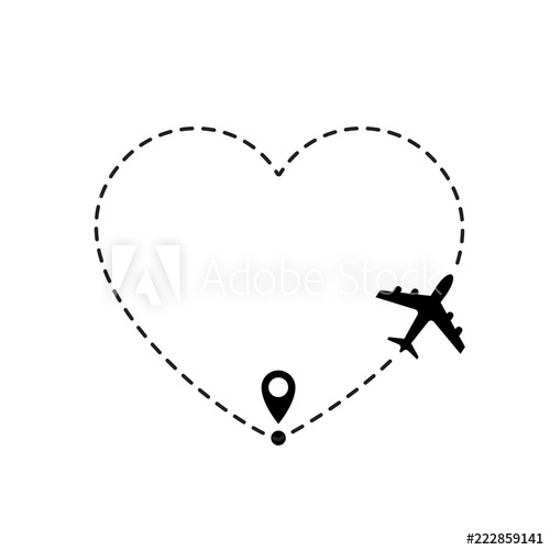 Love Travel Route Airplane Line Path Vector Icon Of Air Plane 500x500 Love Travel Route Airplane Line Path Vector Icon Of Air Plane