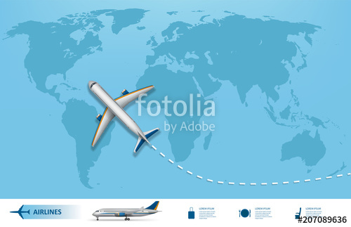 Business Trip Banner With Airplane And World Map Background 500x323 Business Trip Banner With Airplane And World Map Background