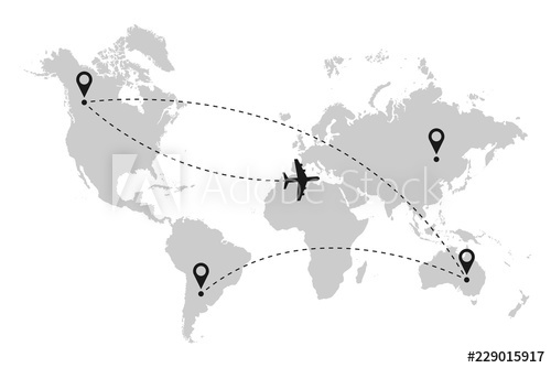 Airplane Flight Route On World Map With Dotted Line Path 500x334 Airplane Flight Route On World Map With Dotted Line Path