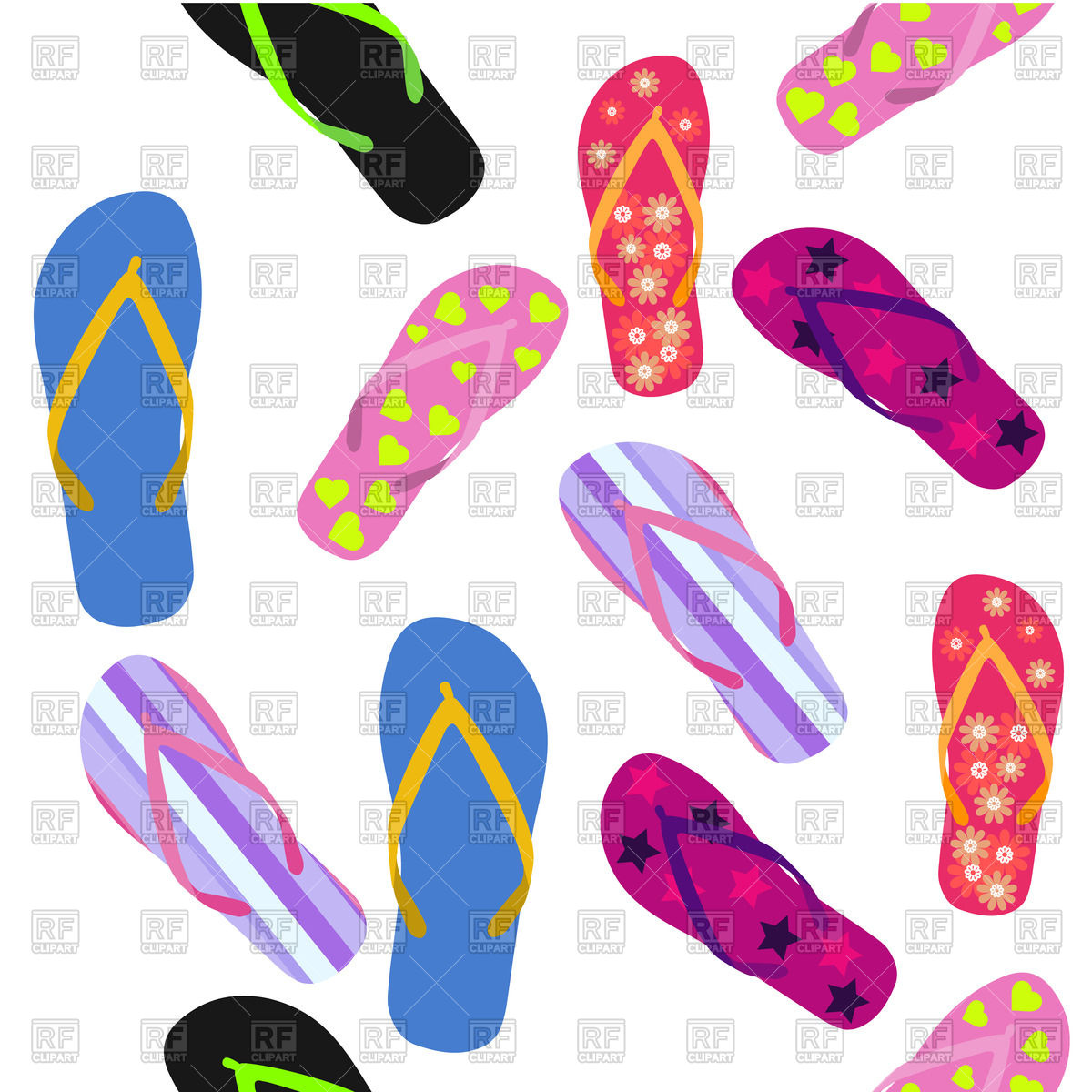 1200x1200 Seamless Pattern With Flip Flops Vector Image Of Backgrounds