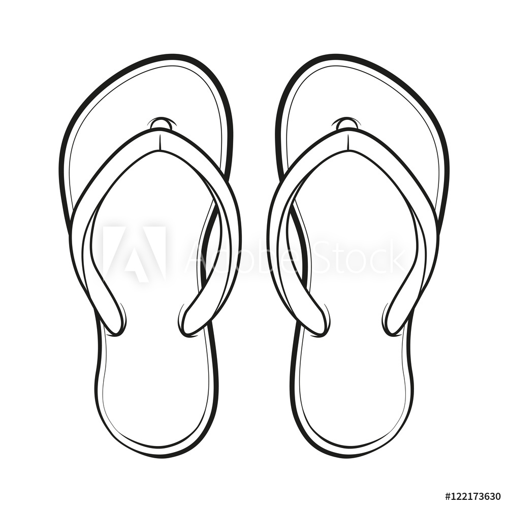 1000x1000 Black And White Flip Flop Vector Summertime Emblem Foto, Poster