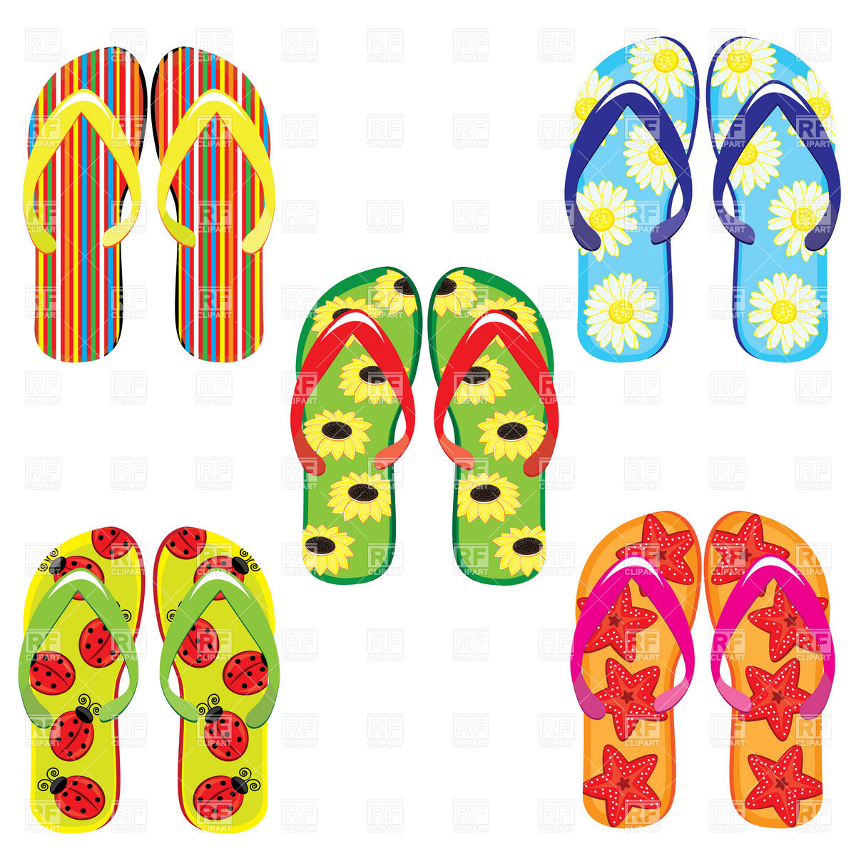 1200x1200 Colorful Summer Flip Flops Vector Image Of Beauty, Fashion Dvarg