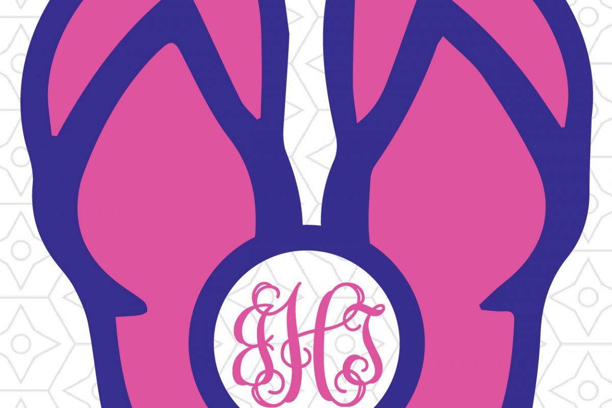 1200x800 Flip Flop Monogram Frame, Dxf And Vector For Use