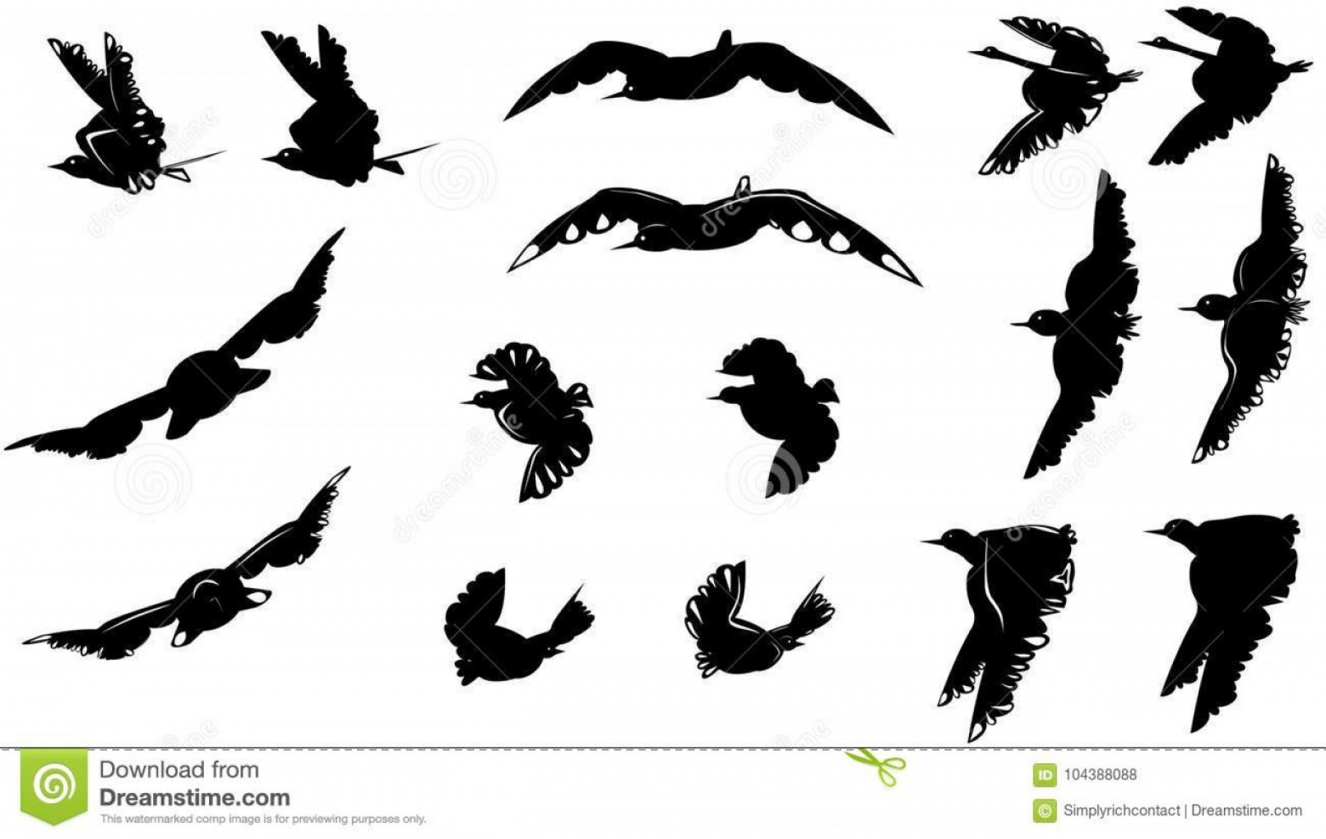 1872x1184 Big Set Different Black White Birds Silhouettes Vector Bird Flight