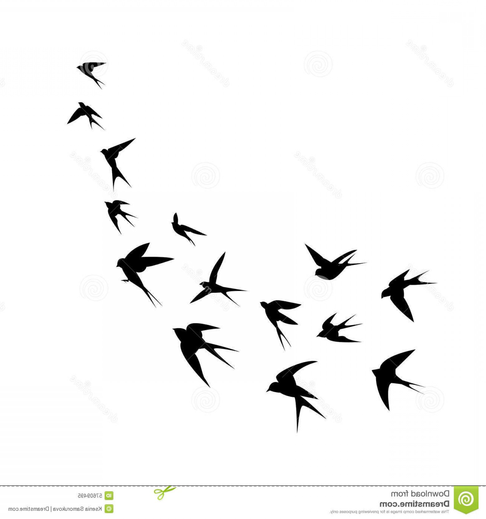 1560x1668 Stock Illustration Flock Birds Swallows Go Up Black Silhouette
