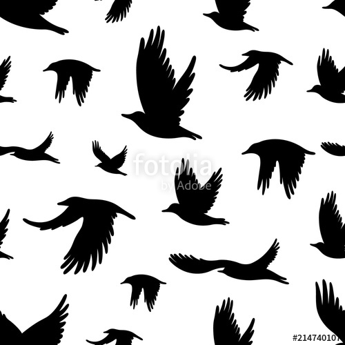 500x500 Seamless Pattern With Flock Of Birds Vector Illustration