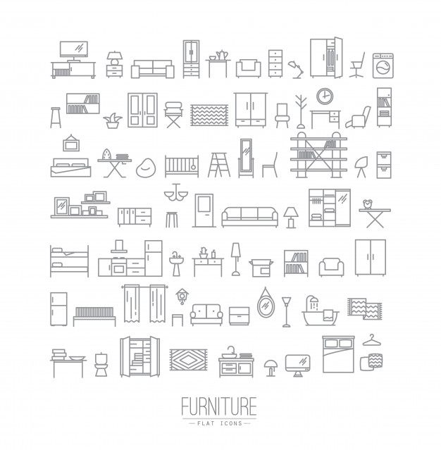 626x639 Floor Plan Furniture Vector Vecteezy Furniture Flat Icons Grey