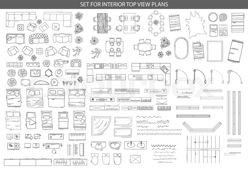 800x551 Big Set Of Linear Icons For Interior Stock Vector Colourbox
