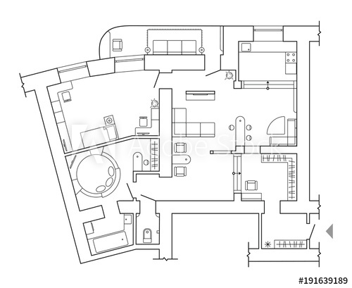 500x409 Standard Home Furniture Symbols Set Used In Architecture Plans