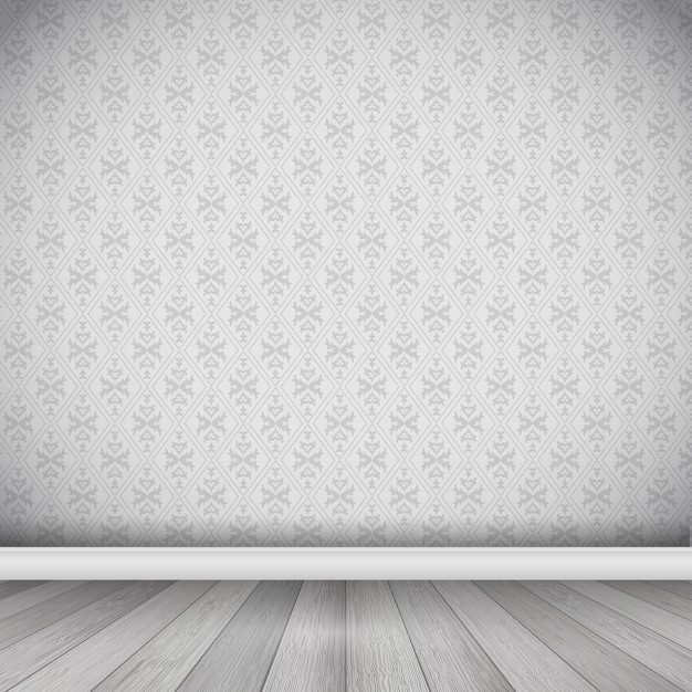 626x626 Interior With Damask Wallpaper And Wooden Floor Vector Free Download