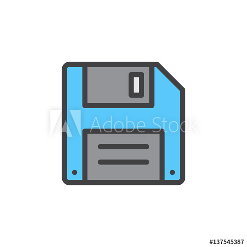 500x500 Floppy Disk, Diskette Line Icon, Filled Outline Vector Sign